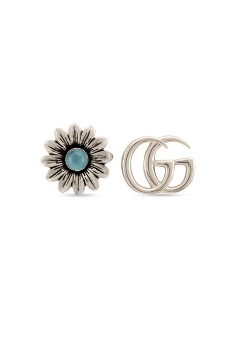 gucci double g stud earrings|Double G flower stud earrings in 925 sterling silver .